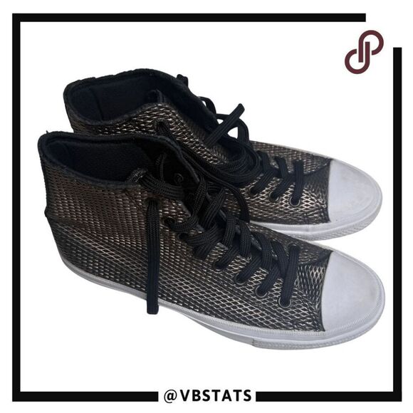 Converse Women's Chuck Taylor II All Star Hi-Perf Metallic Leather Sneakers Sz 9 - Picture 1 of 9